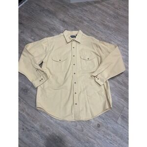 Vintage Lands' End Yellow Chamois Flannel Button Down Mens Sz  XL